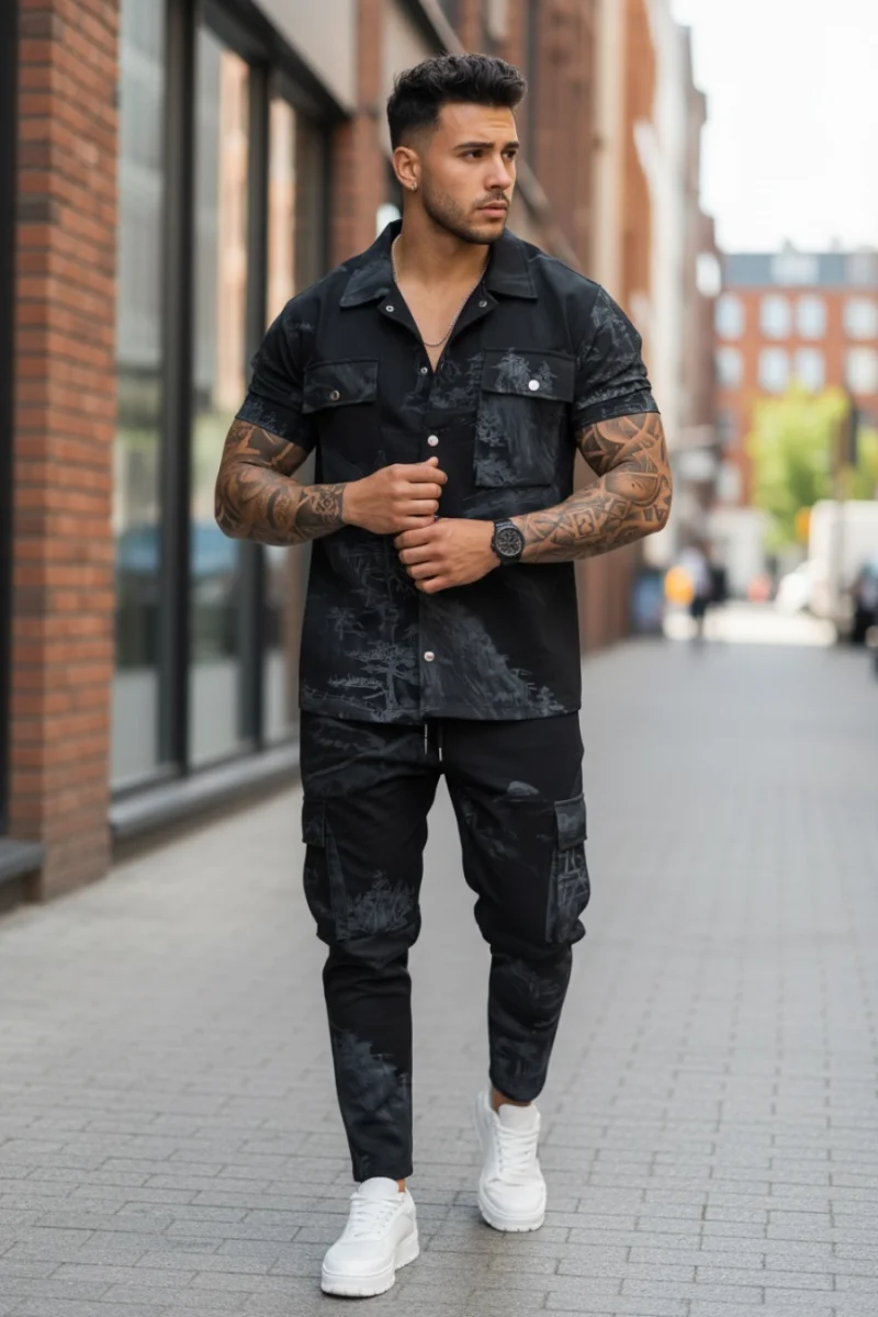 Camasa barbati slim fit neagra  Y102