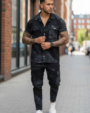 Camasa barbati slim fit neagra  Y102