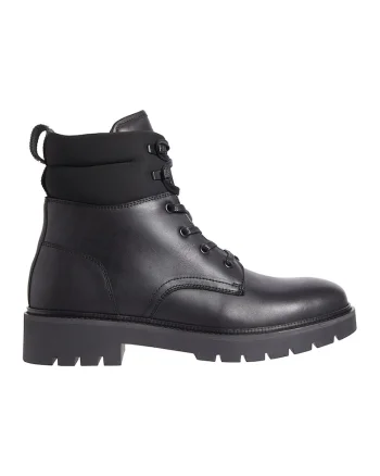 Ghete de piele cu insertii textile, Negru