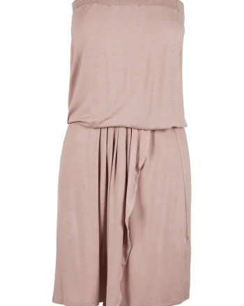 Rochie bandeau cu slit frontal, Roz prafuit