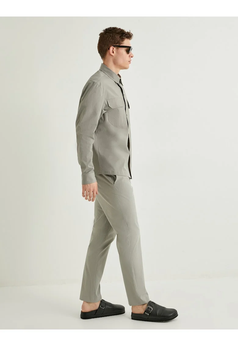 Pantaloni chino cu buzunare oblice, Crem