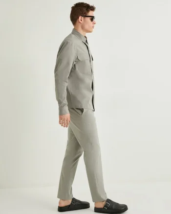 Pantaloni chino cu buzunare oblice, Crem