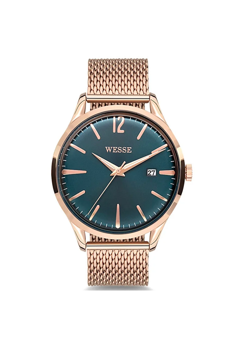 Ceas barbatesc  model WWG202204, verde, curea rose gold, mecanism quartz, 3 ATM