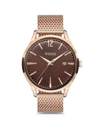 Ceas barbati  model WWG202208, Quartz, rezistent la apa 3 ATM, bronz, rose gold, bratara din otel
