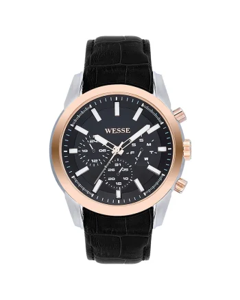 Ceas barbatesc  model WWG400702L, argintiu, curea neagra, mecanism Quartz, rezistenta la apa 5 ATM