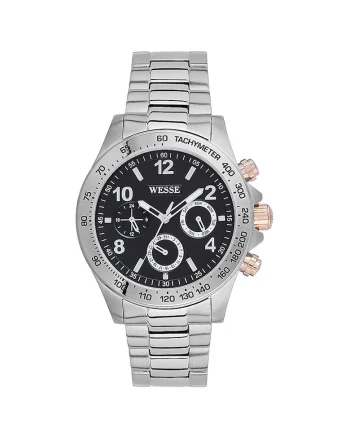 Ceas barbati  model WWG200204, argintiu, curea din otel, rezistent la apa 5 ATM, mecanism quartz