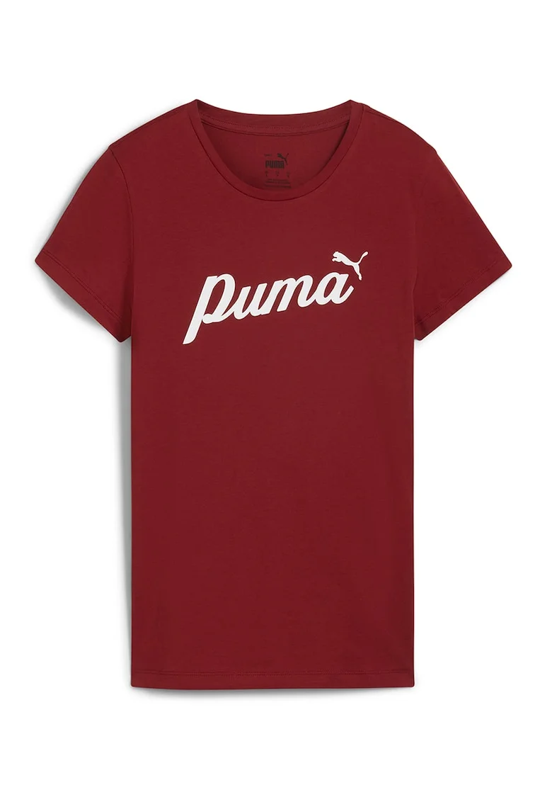 Tricou cu imprimeu logo Essential, Rosu inchis/Alb optic