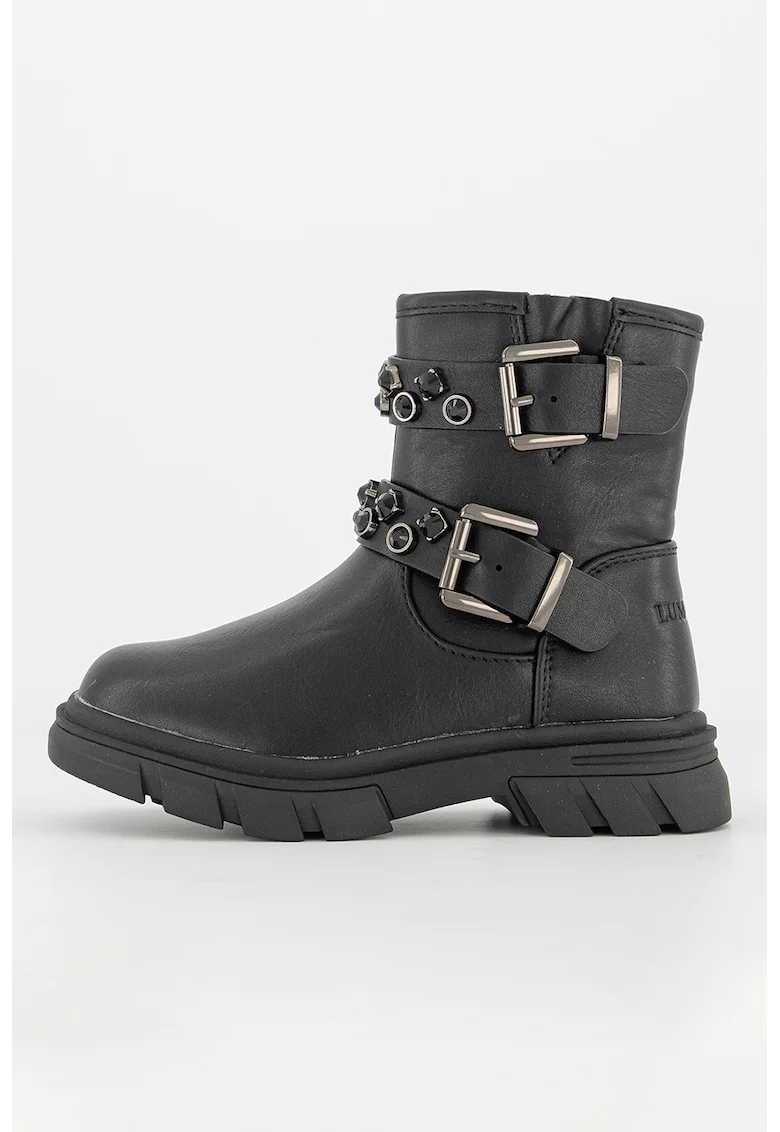 Ghete biker din piele ecologica, Negru