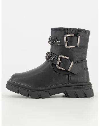 Ghete biker din piele ecologica, Negru