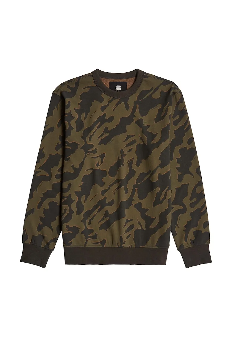 Bluza de trening cu imprimeu camuflaj, Verde/Negru