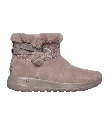 Ghete de piele intoarsa si material textil On-The-Go, Maro taupe deschis