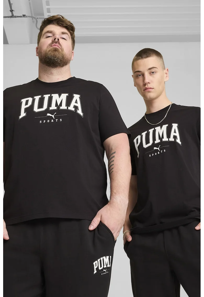 Tricou de bumbac cu imprimeu logo Squad, Negru/Alb murdar