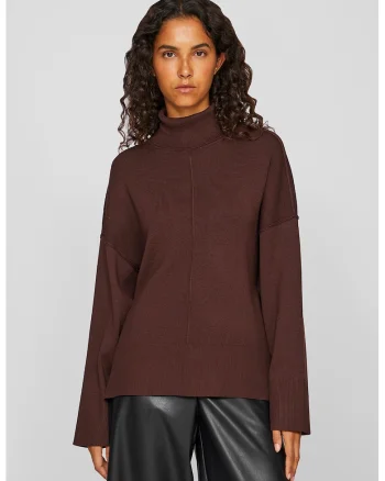 Pulover cu guler inalt, Maro cognac