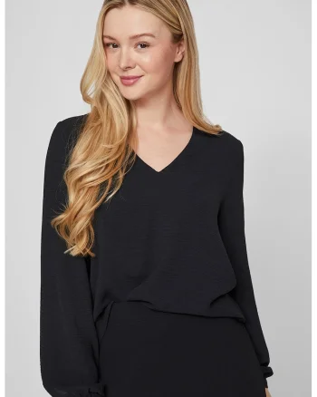 Bluza lejera cu decolteu in V, Negru