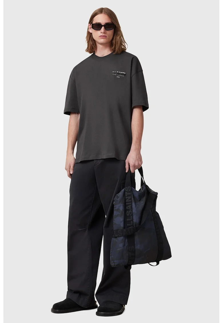 Tricou supradimensionat de bumbac organic Redact, Negru stins
