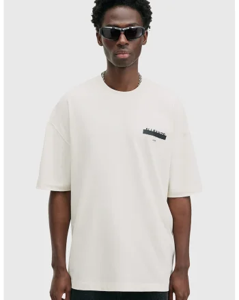 Tricou supradimensionat de bumbac organic Redact, Alb/Negru
