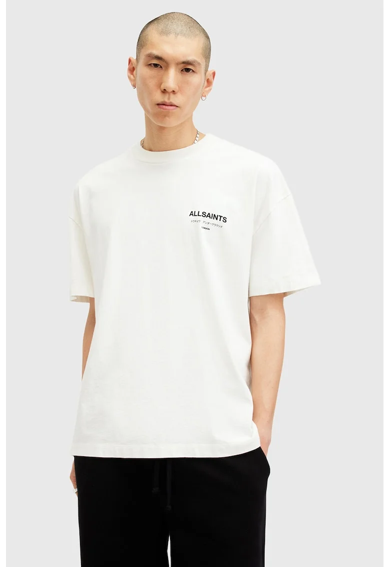 Tricou supradimensionat din bumbac organic cu logo Underground, Alb