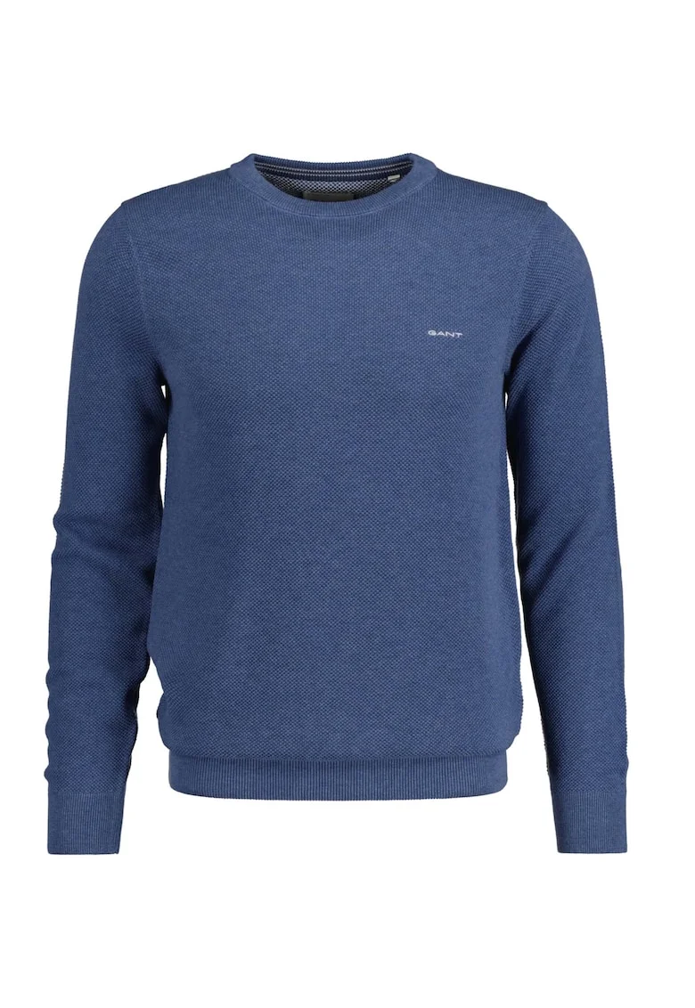Bluza de trening din bumbac cu decolteu la baza gatului, Bleumarin