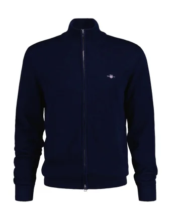 Cardigan de bumbac cu fermoar, Albastru