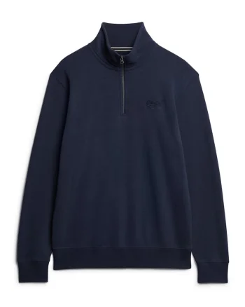 SUPERDRY, Bluza de trening cu fermoar scurt, Albastru