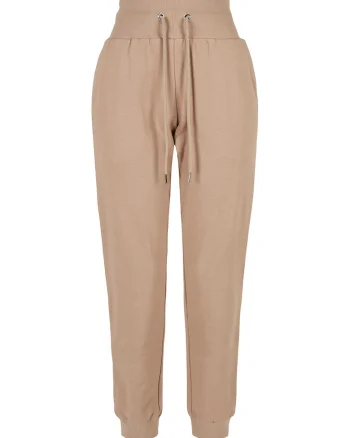 Pantaloni de trening cu talie inalta si snur de ajustare, Bej