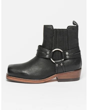 Ghete biker de piele, Negru