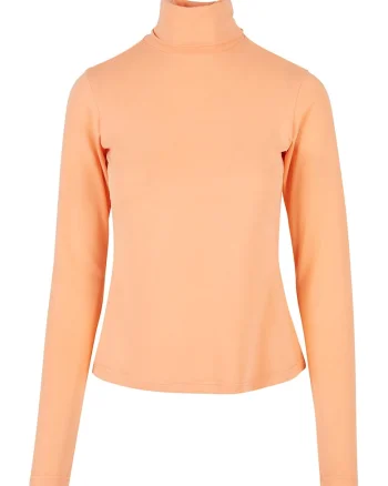 Bluza din amestec de modal cu guler inalt, Portocaliu