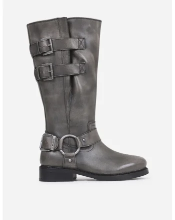 Cizme mid de piele, Maro taupe