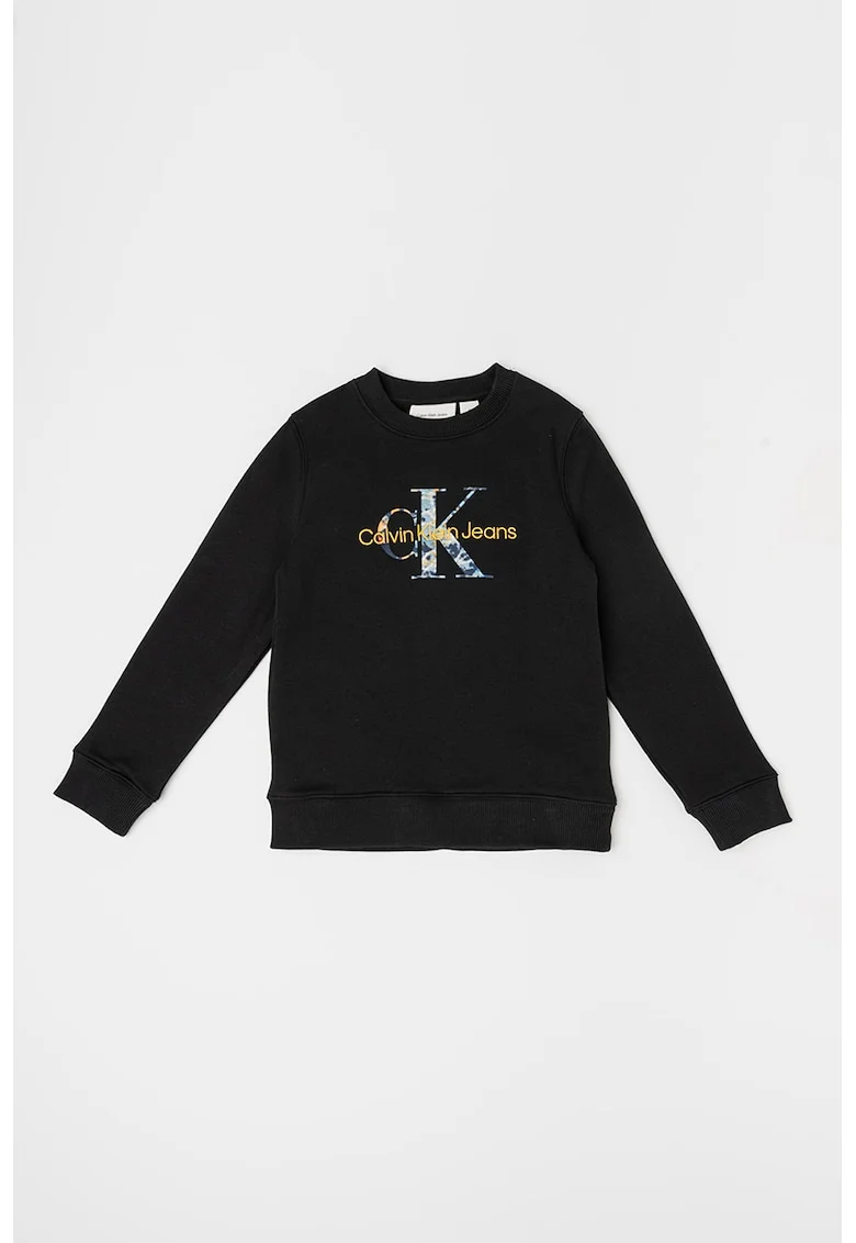 Bluza de trening din amestec de bumbac cu logo, Negru/Galben/Albastru