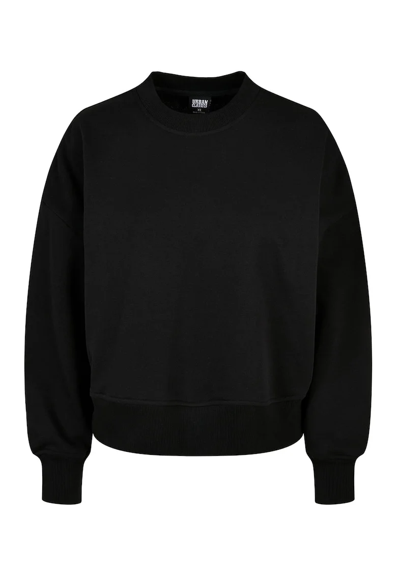 Bluza de trening cu decolteu la baza gatului si logo, Negru