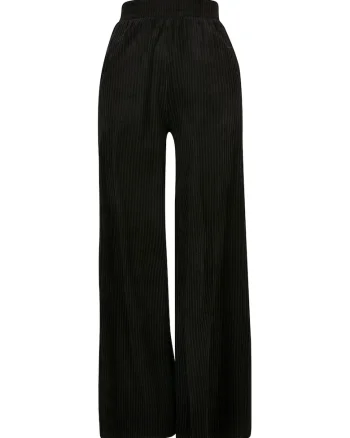 Pantaloni din reiat cu talie inalta, Negru