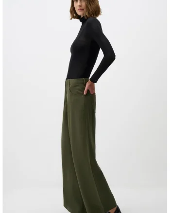 Pantaloni din tencel cu croiala ampla, Kaki