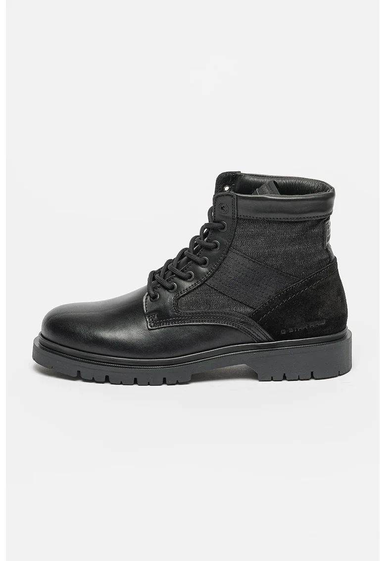 Ghete din piele si denim Tyler, Negru