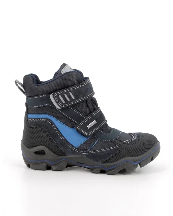 Cizme cu velcro si garnituri de piele intoarsa, Bleumarin