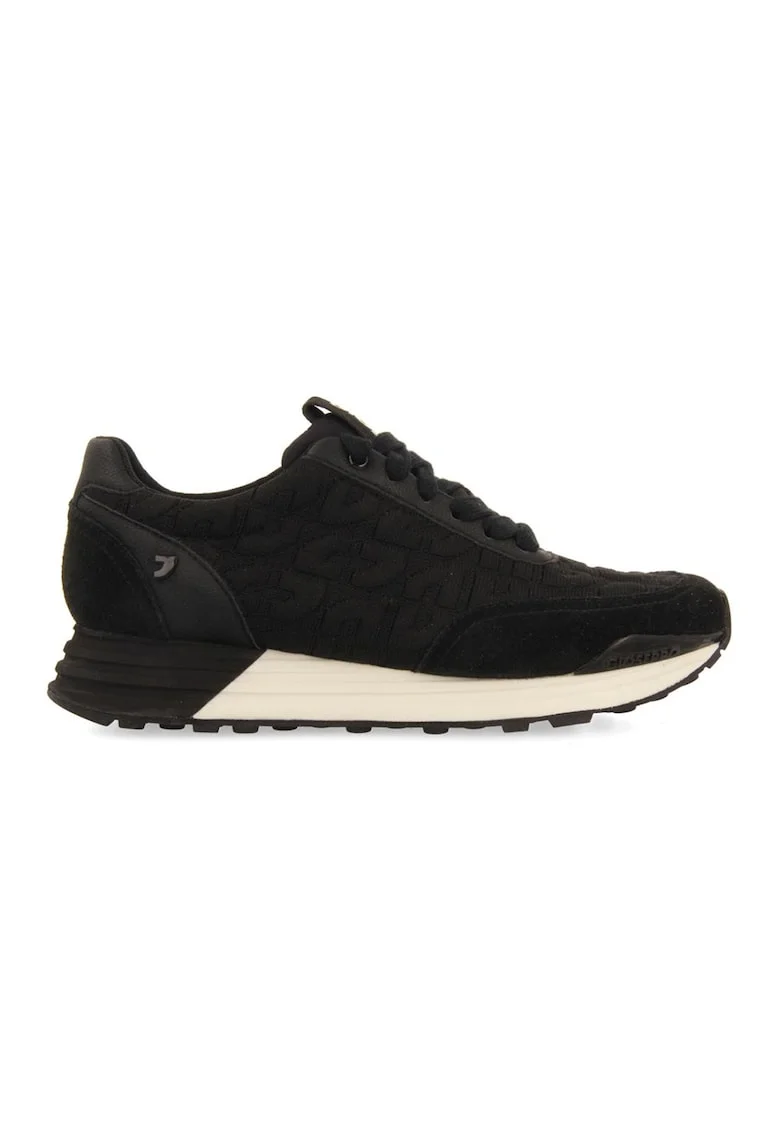 Pantofi sport din material textil cu garnituri de piele intoarsa Svit, Alb/Negru