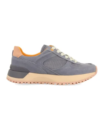Pantofi sport uni de piele intoarsa Floing, Albastru prafuit/Piersica