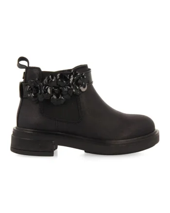 Ghete de piele cu segmente textile Heviz, Negru
