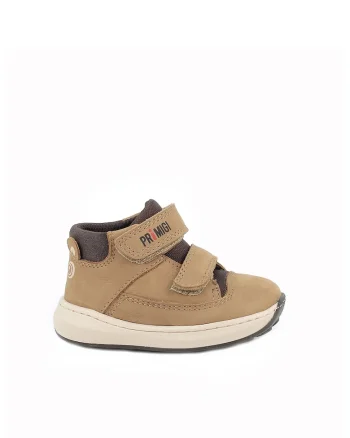 Pantofi sport de piele cu velcro, Maro camel