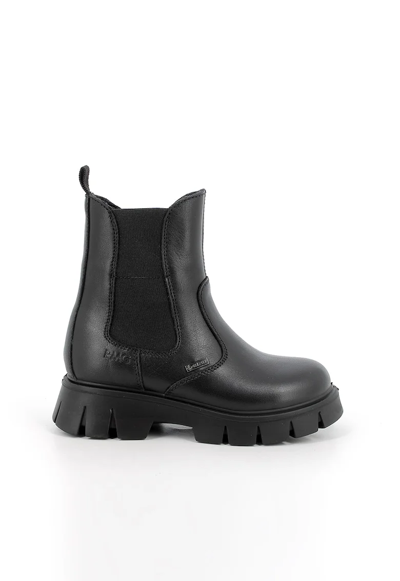 Ghete de piele cu segment lateral elastic, Negru