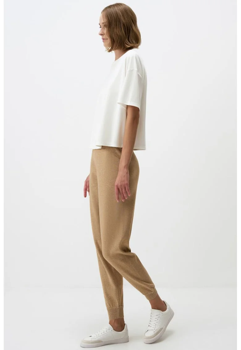 Pantaloni relaxed fit din tricot, Bej inchis