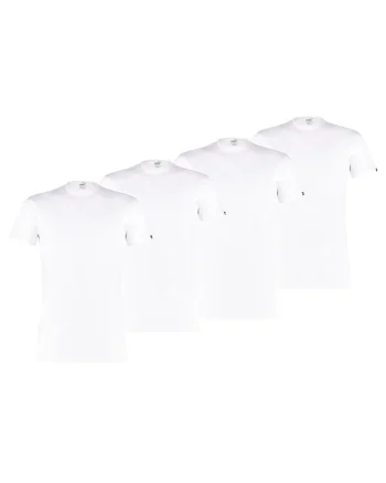Set de tricouri uni cu decolteu la baza gatului - 4 piese, Alb