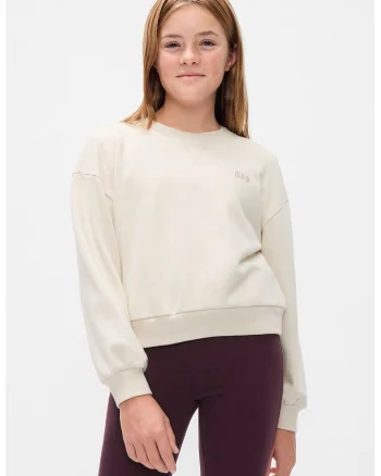 Bluza de trening cu broderie logo, Crem