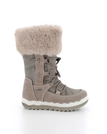 Cizme mid-calf cu garnituri de piele intoarsa, Maro taupe