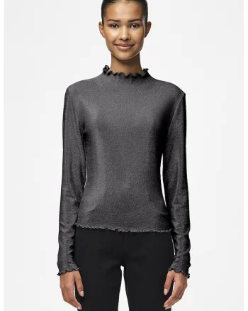 Bluza slim fit cu insertii stralucitoare, Argintiu inchis