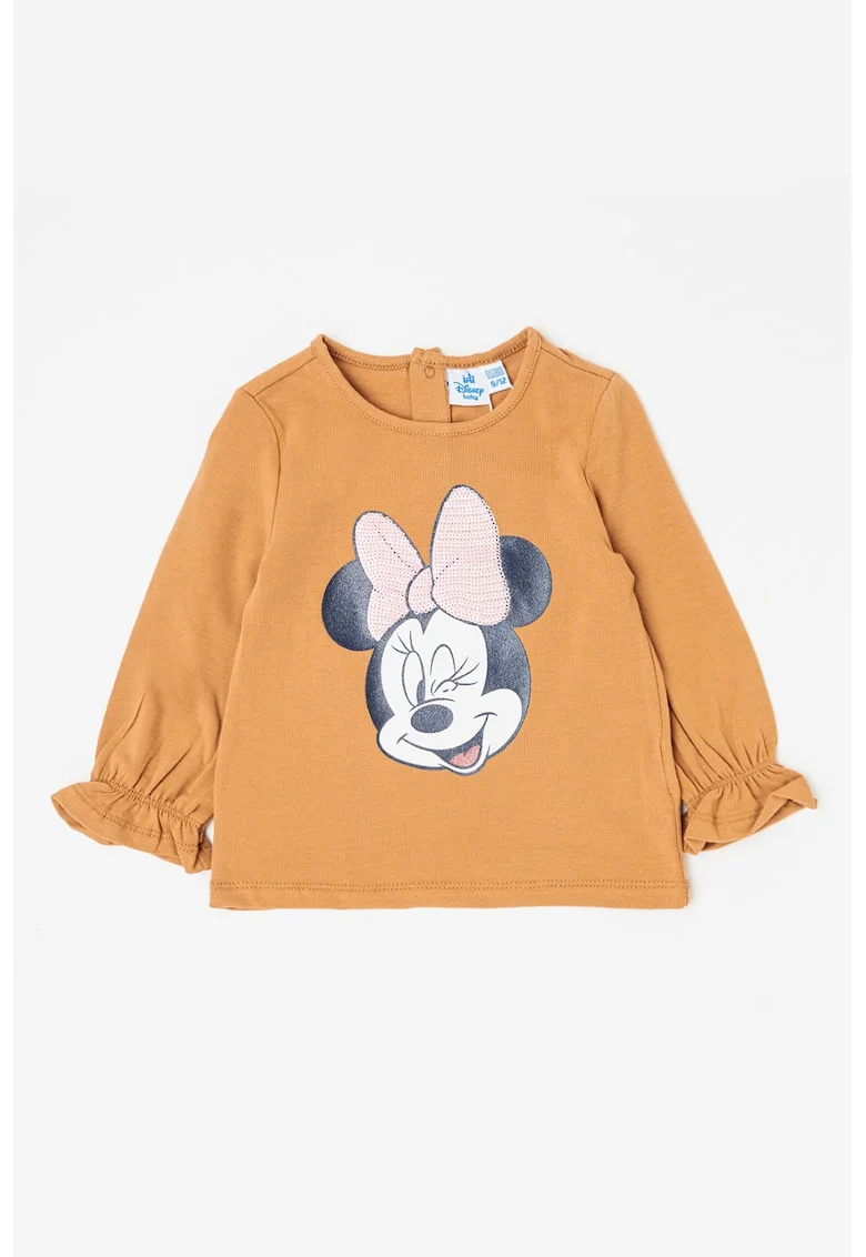 Bluza din amestec de bumbac cu Minnie Mouse, Negru/Roz pastel/Maro deschis
