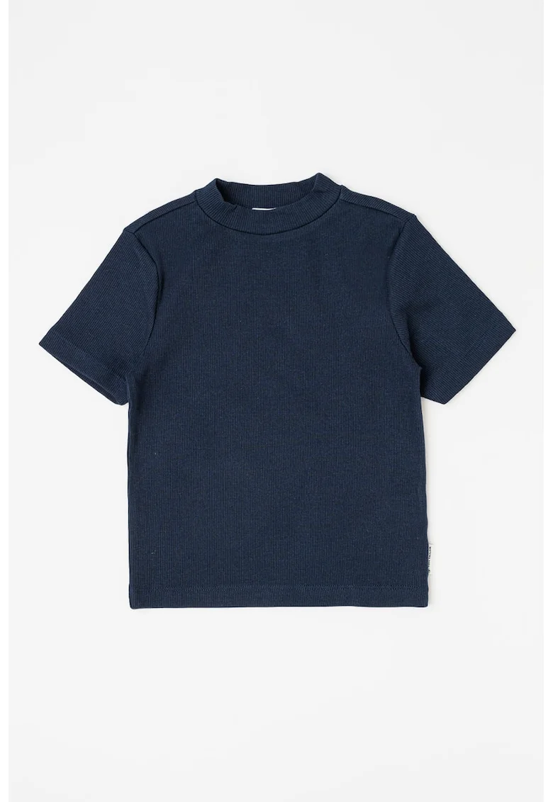 Tricou cu decolteu la baza gatului, Bleumarin