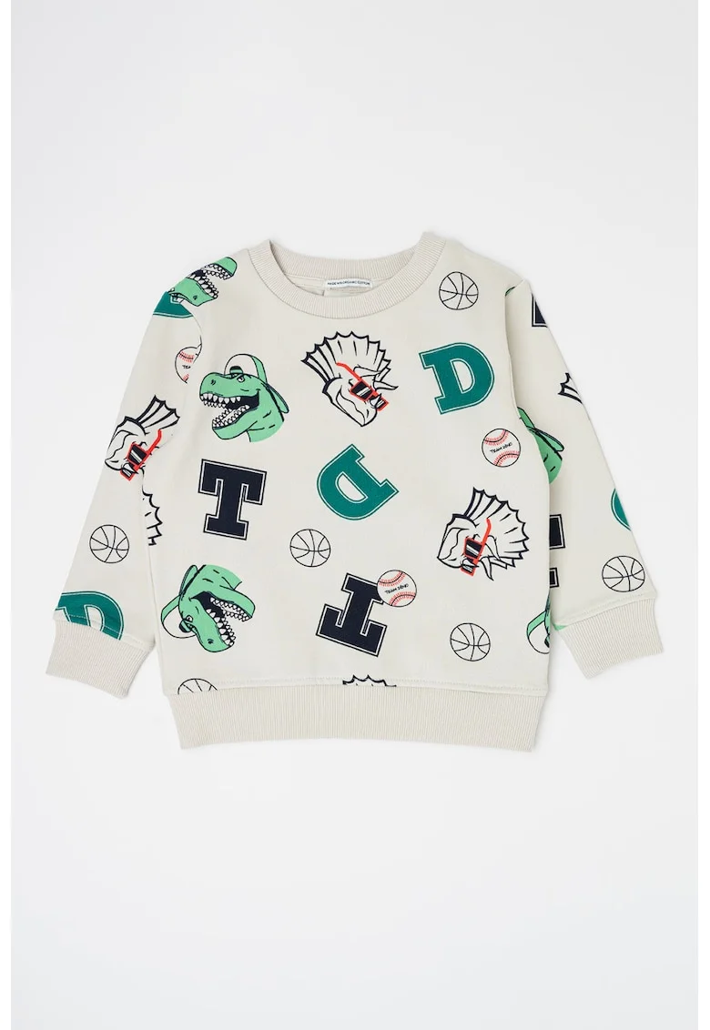 Bluza de trening cu imprimeu grafic, Alb/Verde/Albastru ultramarin
