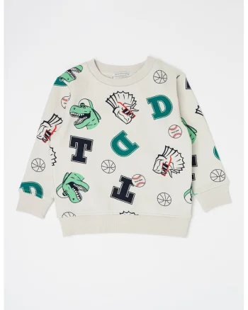 Bluza de trening cu imprimeu grafic, Alb/Verde/Albastru ultramarin