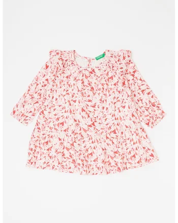 Rochie scurta evazata, Rosu/Alb