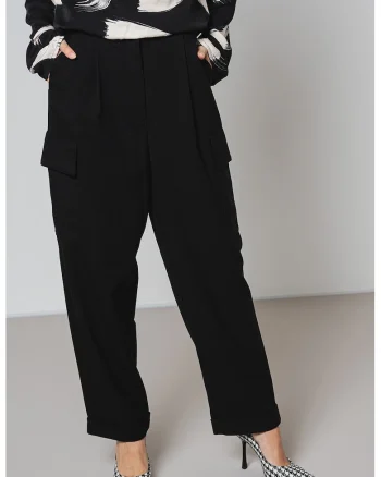 Pantaloni cargo relaxed fit, Negru